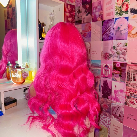 Neon Pink Lace Front Wig - Picture 3 of 3